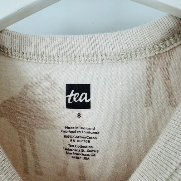 Tea Collection Cream Camel Print Pocket T-Shirt Boys Size 8 - Picture 3 of 6